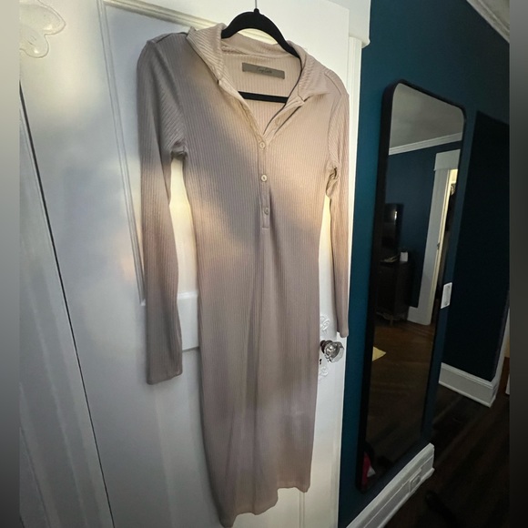 Silk Ribbed Enza Costa Midi Dress - Picture 3 of 4